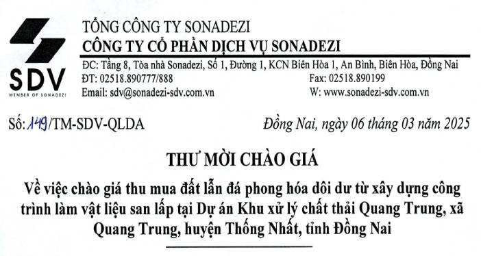 THƯ MỜI CHÀO GIÁ