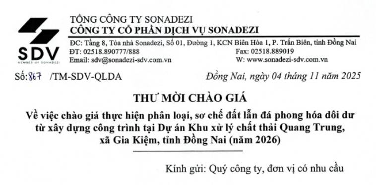 THƯ MỜI CHÀO GIÁ
